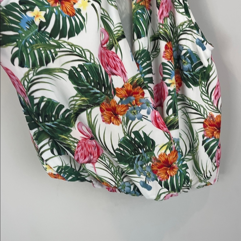 Rachel Zoe Tropical Print Flamingos Halter Tank Shirt Size Small - Picture 6 of 9